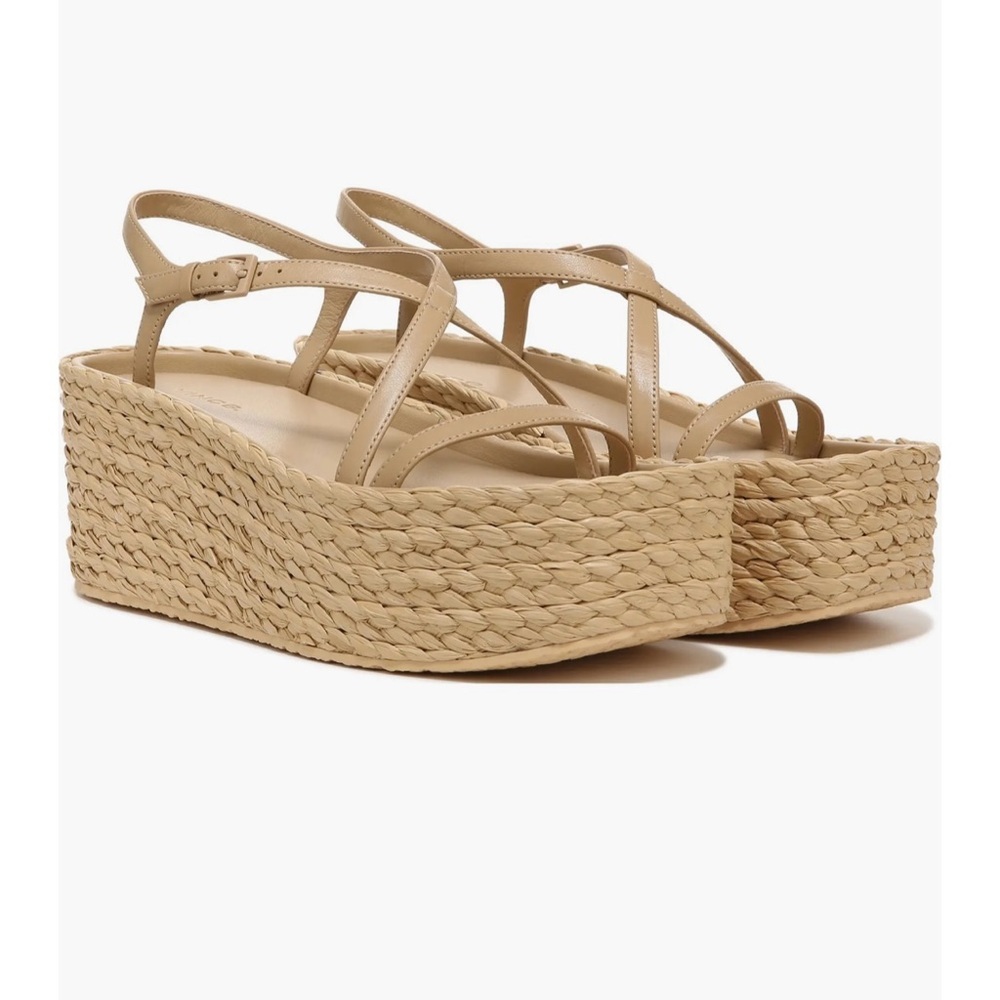 NWOT Vince Maxine raffia platform strapy sandal